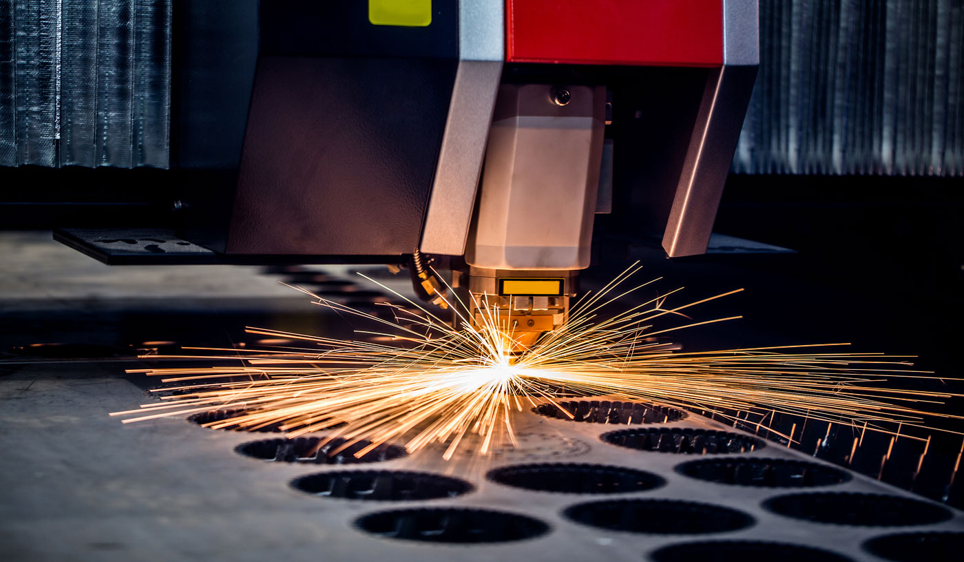 Sparks fly from welder